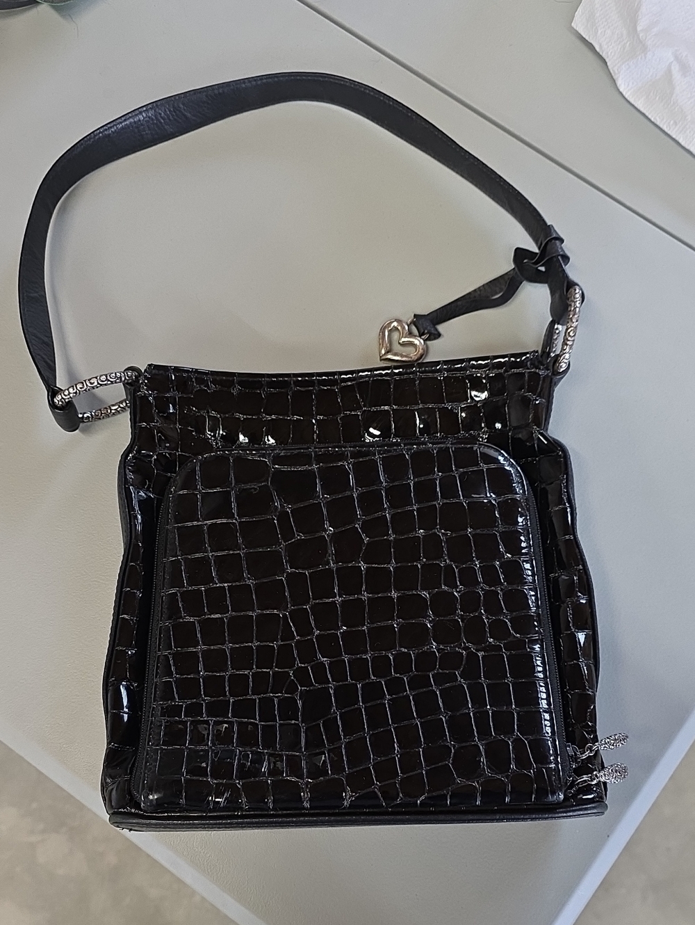 Brighton Patent Croc Shoulder Bag